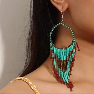 Chandelier beaded drop earrings bohemian native
